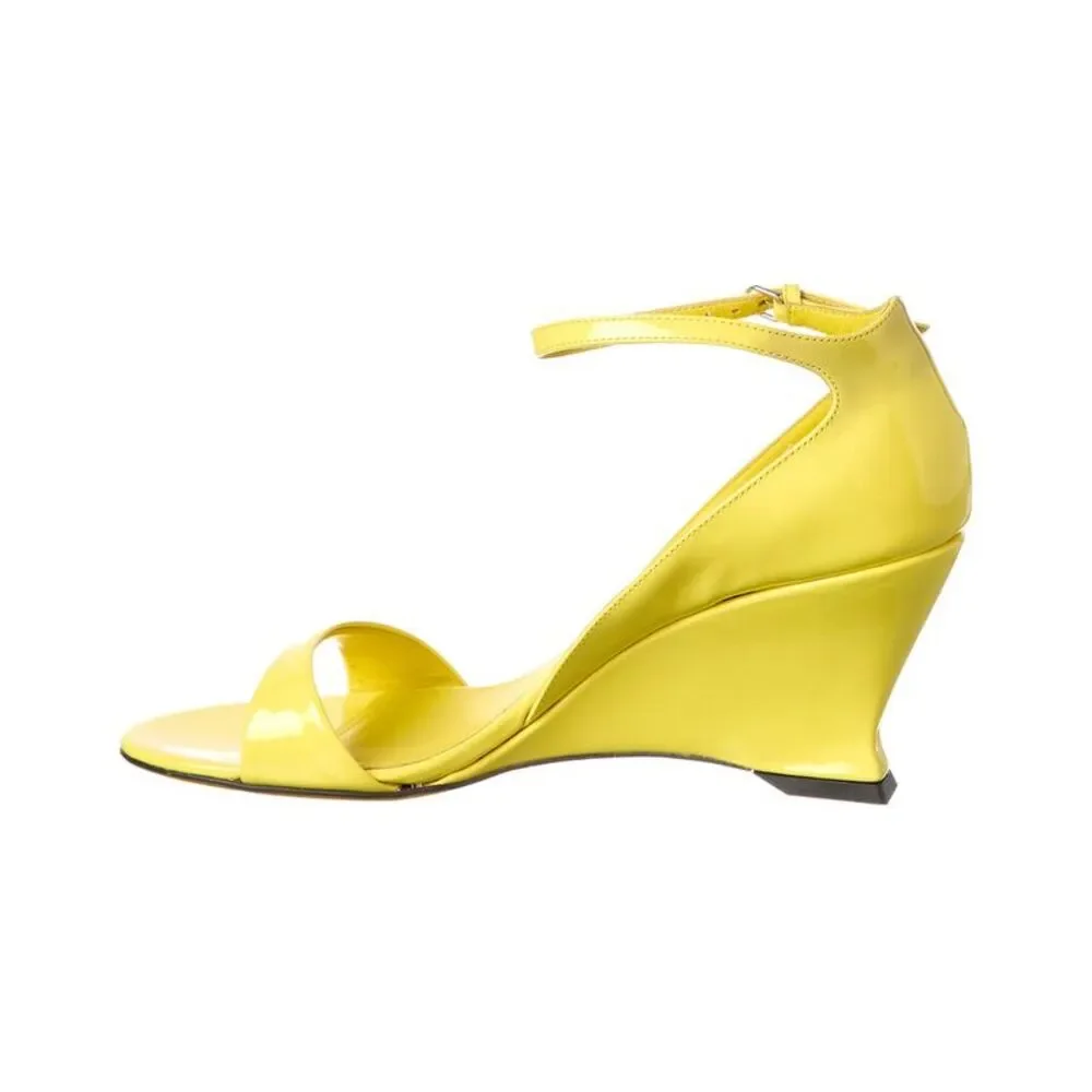 Ferragamo Leather Wedge Sandal, Yellow